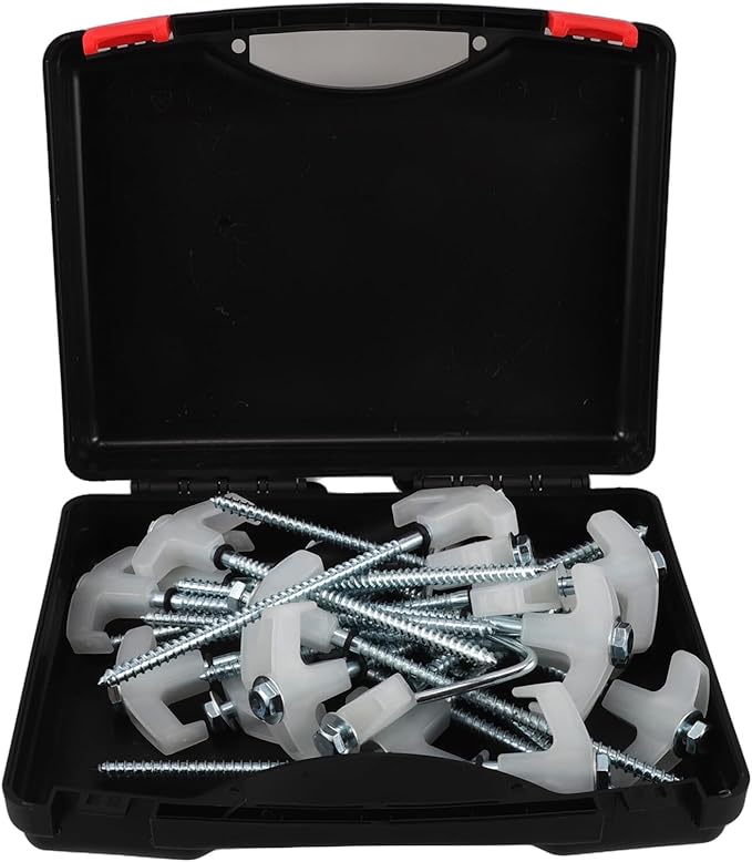 Spiral Fluorescent Tent Stakes 13mm Head Carbon Steel Ground Pegs 20pcs with Sleeve Puller Plastic Case for Camping Beach Tent Anchors