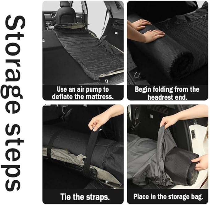 Car Inflatable Mattress for Audi Q7 4M SUV 2015-2024 with Air Pump Self-Driving Camping Travel Thickened Foldable Air MattressBlack-Without Pillow