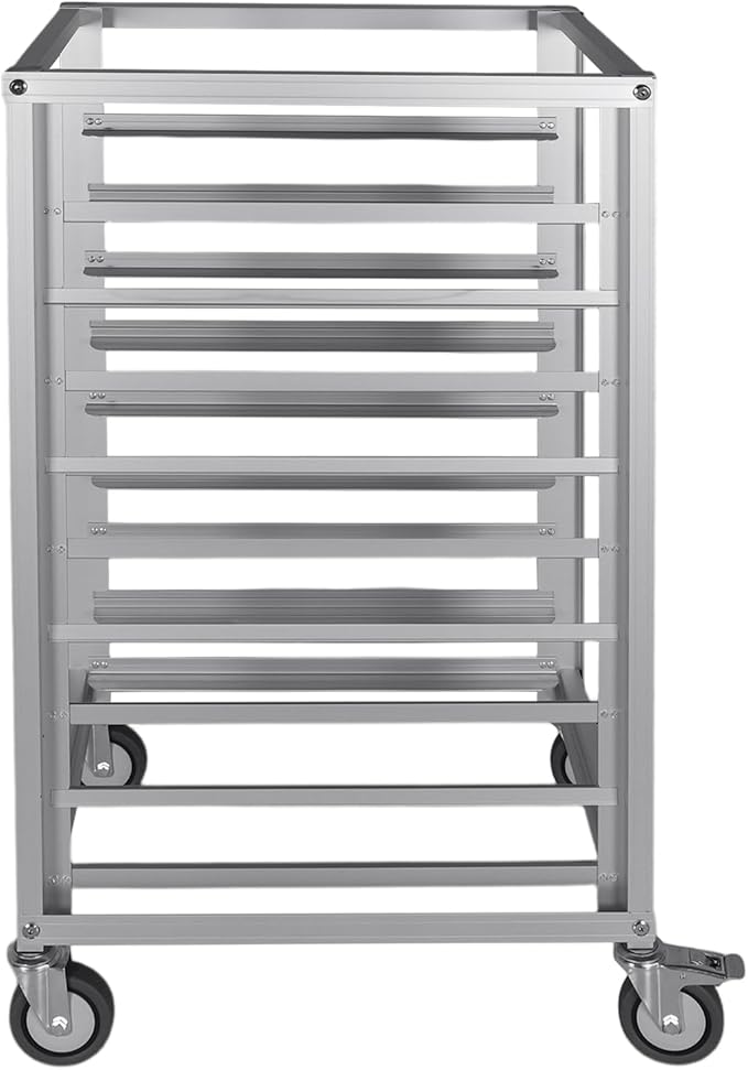 9 Tier 3 Inch Spacing Aluminium Home Commercial Kitchen Bakery Cooling Rack with Brake Wheels Commercial Kitchen Bun Pan Sheet Pan Rack for Restaurant Cafeteria Pizzeria