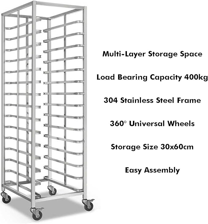Quick Rack for Baking Pans15-Tier Mobile Bread Pan Rack with Wheels - Open Shelves for Baking Dough &amp Pizza - Ideal for Bakeries Restaurants &amp Catering Needs