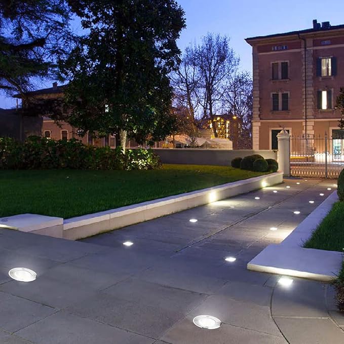 7W Led Landscape Well Lights Low Voltage Landscape Ground Lights12V/24V Landscape LightingIP67 Waterproof Outdoor InGround Lights for Garden Tree UplightsDeckYardPatio 6Pack(Warm White)