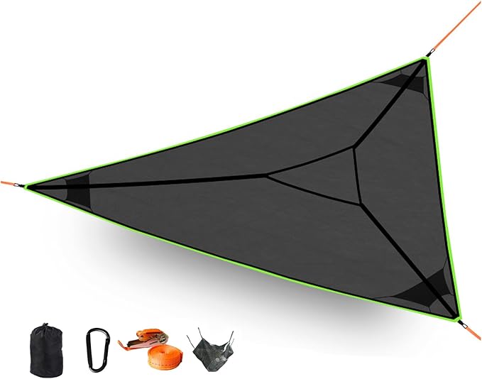Generic Triangle Hammock Aerial Triangle Camping Hammock Multi Person Portable Hammock for Outdoor Hiking Backpacking Travel Backyard BeachCan Withstand a Weight of 500kg Black