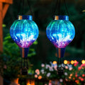 2 Pack Solar Balloon Lanterns Hanging Lights Hot Air Balloon Solar Lantern Outdoor Waterproof Decor for Garden Patio Yard Art Glass Lanterns Mother's Day Gifts(Gradient Green)