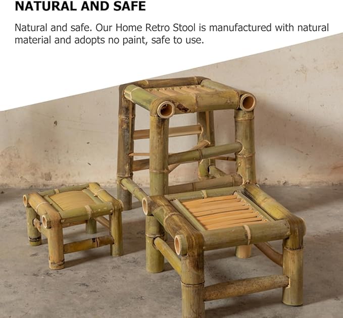 Vintage Stool for Home and Bathroom Retro Small Seat 20X28X28Cm Lightweight Natural Material for and Outdoor Use