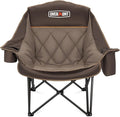 Overmont Oversized XL Camping Chair for Adults - 400lbs Support Heavy-Duty Padded Folding Chair with Side Pocket Cup Holder Cooling Bag for Outdoor Sports Garden Beach Fishing Lawn Khaki