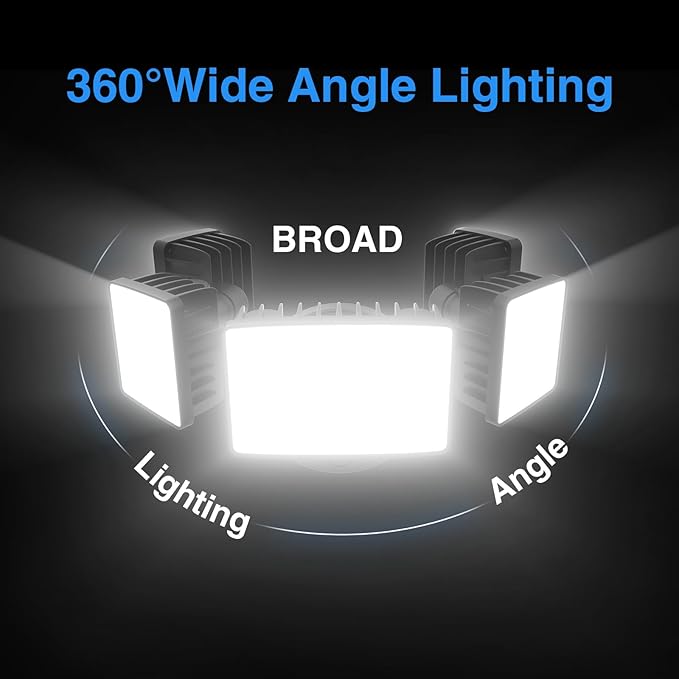 120W Outdoor LED Flood Light 5 Heads Exterior Security Lights 6500K Super Bright Floodlight Fixture Waterproof IP65 Outside Flood Lights for House Backyard Black