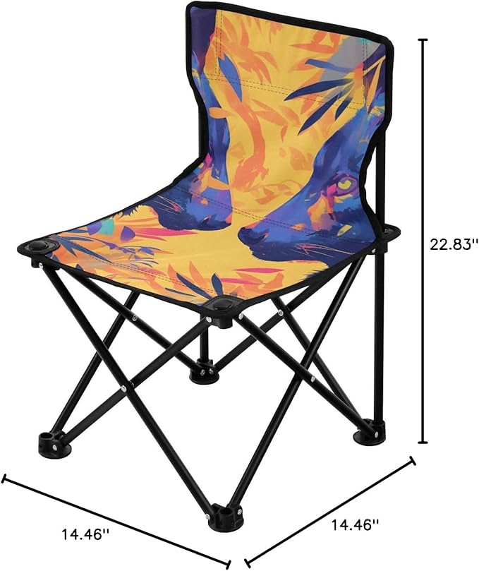 Panthers Portable Camping Chairs Folding Chair - Durable Oxford Fabric Lightweight Iron Frame Easy Fold Design - Ideal for Outdoor Activities Camping Fishing and Travel
