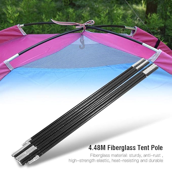 Fiberglass Tent Pole Lightweight Replacement Fiberglass Rod 14.7ft for Camping Backpacking Hammocks Shelters Awnings