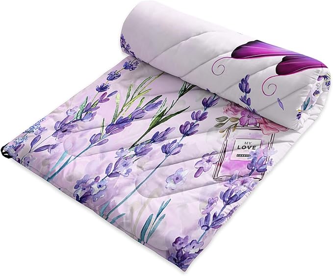 Axolotl Butterflies Camping BlanketLavender Packable Outdoor BlanketViolet Flowers Perfume Lightweight Puffy Printed Camping BlanketPurple Floral Waterproof Blanket for Traveling Beach Cold Weather