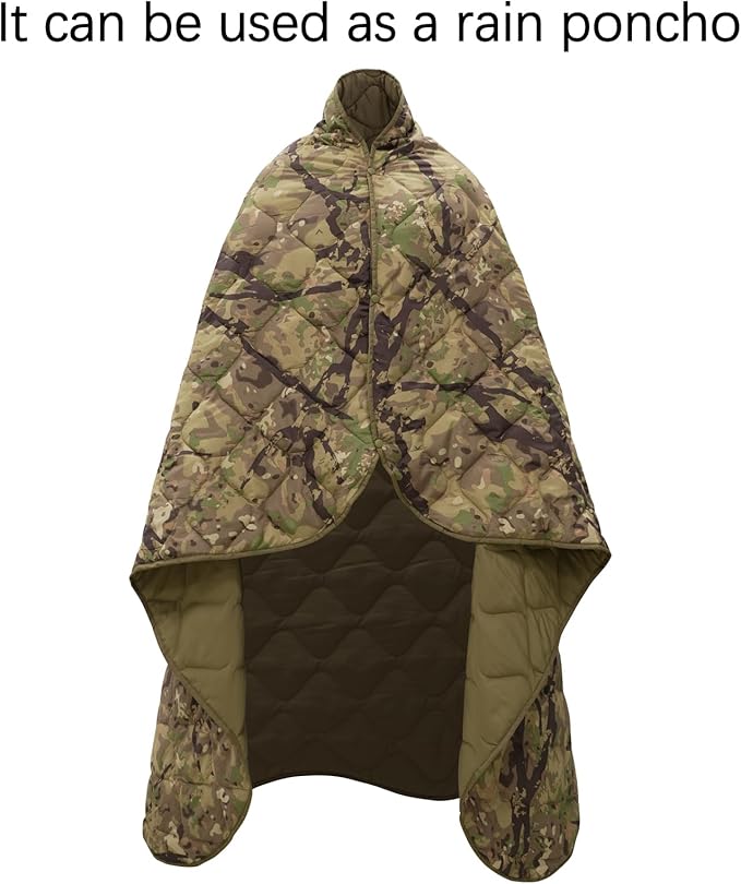 LOOGU Camo Blanket Waterproof Insulation Poncho Liner for Outdoor Camping Hiking Hunting Survival Backpacking Picnicking