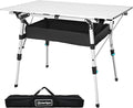 Portable Camping Table with Adjustable Legs Lightweight Aluminum Folding Table Foldable Table for Outdoor Cooking Picnic Beach Backyards Rectangular