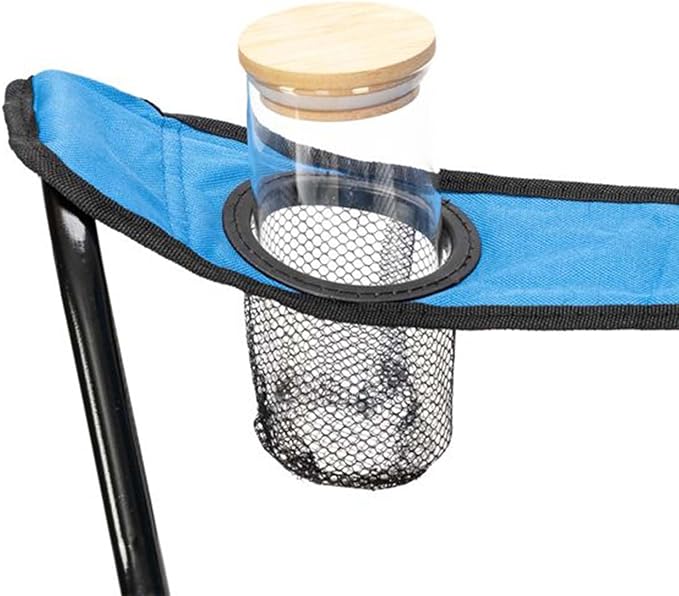 Foldable Camping Chair Portable Camping Chairs with Arm Rest Cup Holder &amp Carry Bag Lightweight Beach Chair for Adults Heavy Duty Arm Chair for Beach Lawn Picnic Blue