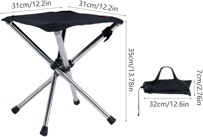 Portable Stool 13.8 Inch High Small Folding Chair Telescopic Compact Foldable Stool with Carry Bag for Camping Hiking Outdoor Concert
