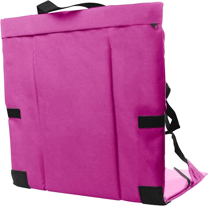 Folding Stadium Seat Cushion with Backrest Portable Bleacher Pad for Camping Fishing15.8'' x 16.5''Lightweight Chair with Backrest for Outdoor Sports and Concerts (Rose Pink)