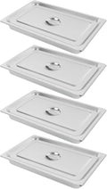 4 Pack Hotel Pan 2.5-Inch Deep Steam Table Pan with Lid 21.26 L x 12.6 W Hotel Pans Stainless Steel Pans Restaurant and Commercial Steam Tables