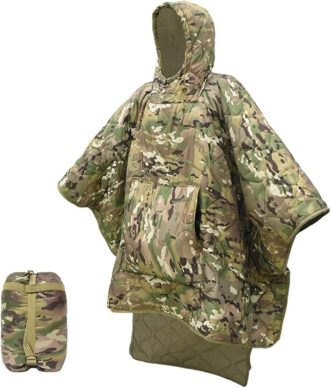Large Waterproof Camping Blanket Wearable Poncho Liner Packable Weatherproof Warm Quilt for Outdoor HikingTravelPicnicStadiumMany Places