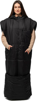 Adult Wearable Sleeping Bag with Hoodie Sleeveless Design Adjustable Drawstring Waterproof Wearable Sleeping Bag Ideal for Camping Cold Weather