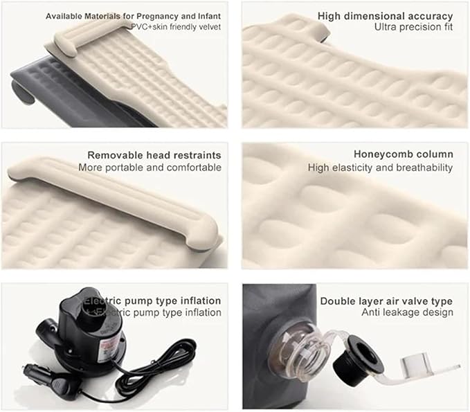 Car Inflatable Mattress SUV Inflatable Mattress Automatic Inflatable Camping Bed Portable Travel Bed Thick Flocked PVC Mattress (Pig)