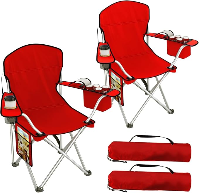 Folding Camping Chairs Durable 600D Oxford Portable Outdoor Chair with Cooler Pouch Cup Holder &amp Storage Pocket for Camping Beach Fishing
