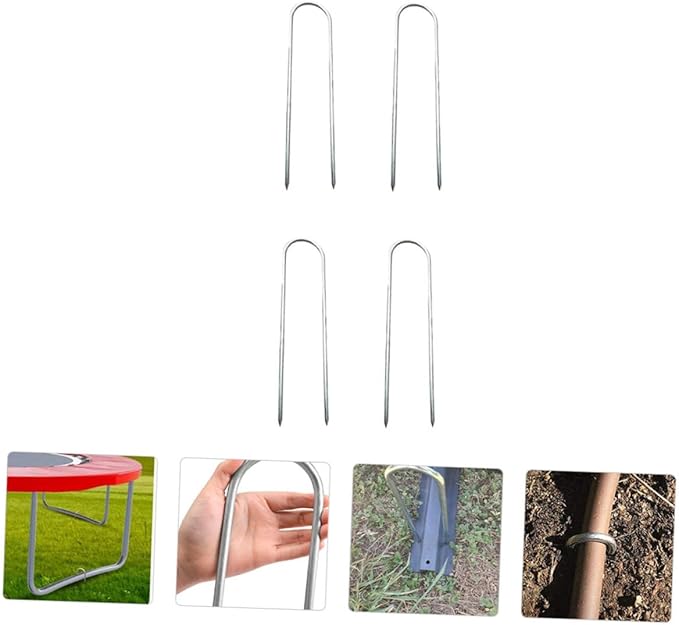 4Pcs U Shaped Ground Pegs for Outdoor Camping Heavy Duty Landscape Pins for Tents Trampolines and Awnings Lightweight and Portable for Hiking and Picnics