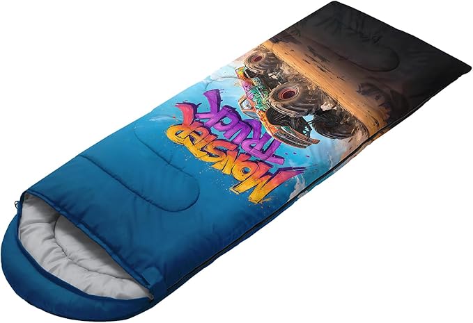 AILONEN Cartoon Car Sleeping BagsLightweight &amp Waterproof3 Season Warm &amp Cool WeatherCute Stars Printed Vehicles Transportation Sleeping Bags for BoysKidsAdults TravellingOutdoors