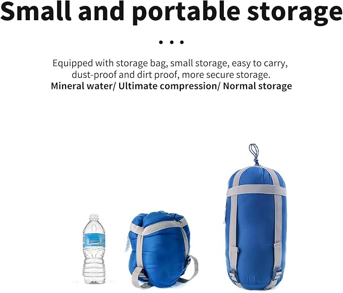 Ultralight Sleeping Bag - Envelope Lightweight Portable Waterproof Comfort with Compression Sack - Great for 3 Season Traveling Camping Hiking