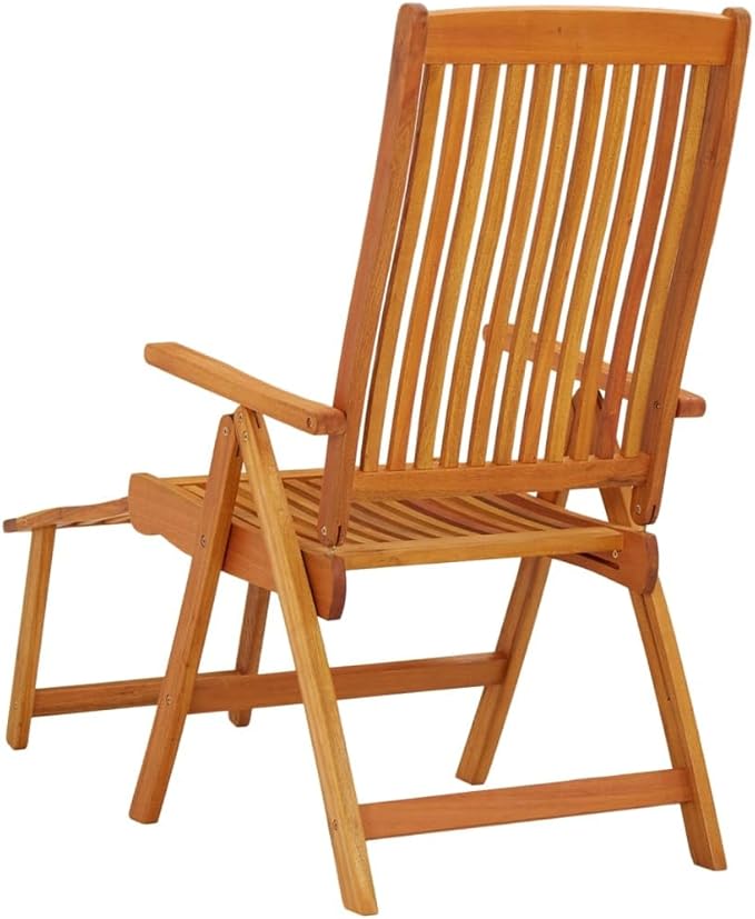 Folding Patio Chairs with Footrests 2 pcs Solid Wood Eucalyptus Outdoor Reclining Lounge Chairs for Garden Terrace and Patio with Adjustable Backrest and Practical Footrests