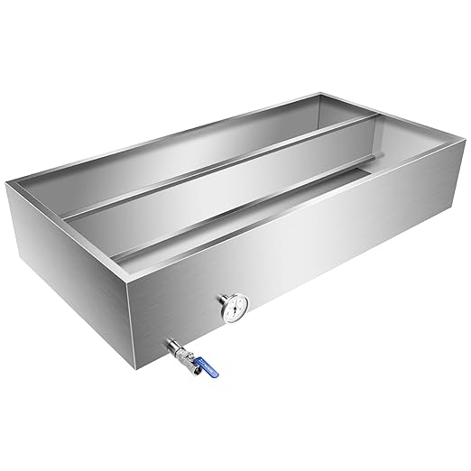 Maple Syrup Evaporator Pan Stainless Steel Syrup Evaporator Divided Pan with Valve and Thermometer Maple Syrup Boiling Pan for Boiling Maple Syrup 48x24x9.5 Inch