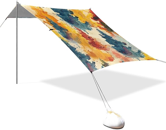 Beach Tent Sun Shelter Rendering Colored Trees Lightweight &amp Easy Setup Beach Shade Canopy for Camping Fishing