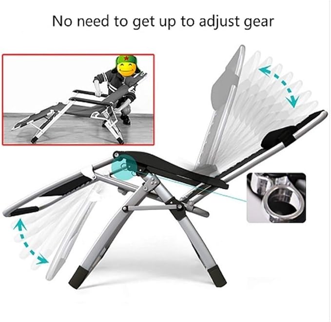 FWZJ Household Leisure Deck Chair Adjustable Reclining Breathable Outdoor Beach Chair Multi-Function Foldable Office Lunch Break Seat (Style C)