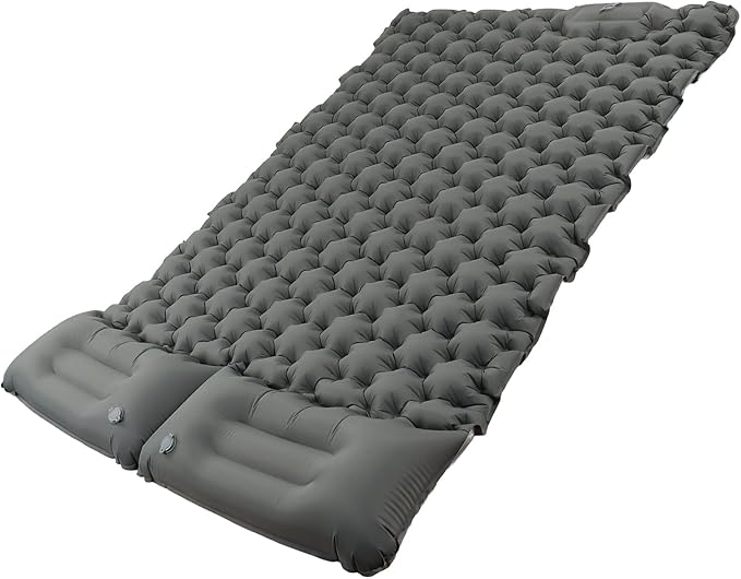 Camping Sleeping Pad | Foot Press Inflation in 1 Minute | Protective Nylon for Outdoor Camping/Hiking/Backpacking | Ergonomic Body Support Leak - Protective Valve