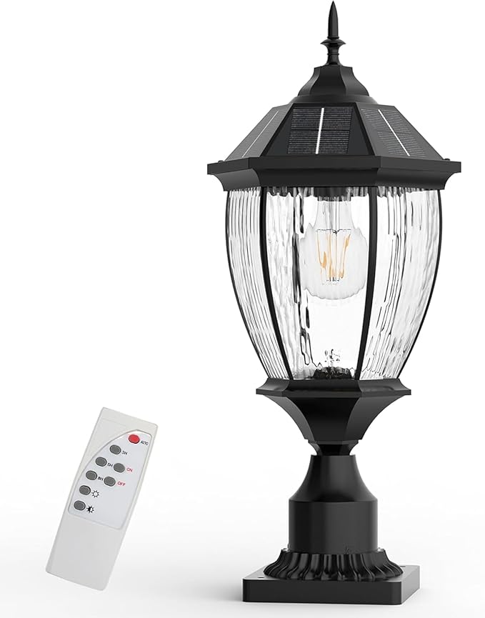 Solar Lamp Post Lights Outdoor Waterproof with Pier Mount Base 20 H Large Aluminum Outside Solar Lights for Yard Dusk to Dawn Outdoor Column Lights for Garden Pathway Patio(1 Pack)
