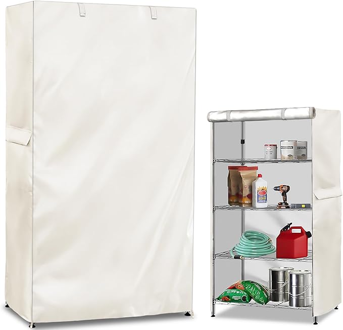 Wire Shelf Cover600D Heavy Duty 100% Waterproof Shelf Covers for Wire ShelvingOutdoor Storage Shelves Cover for Metal Rack24 W x 18 D x 72 HBeige