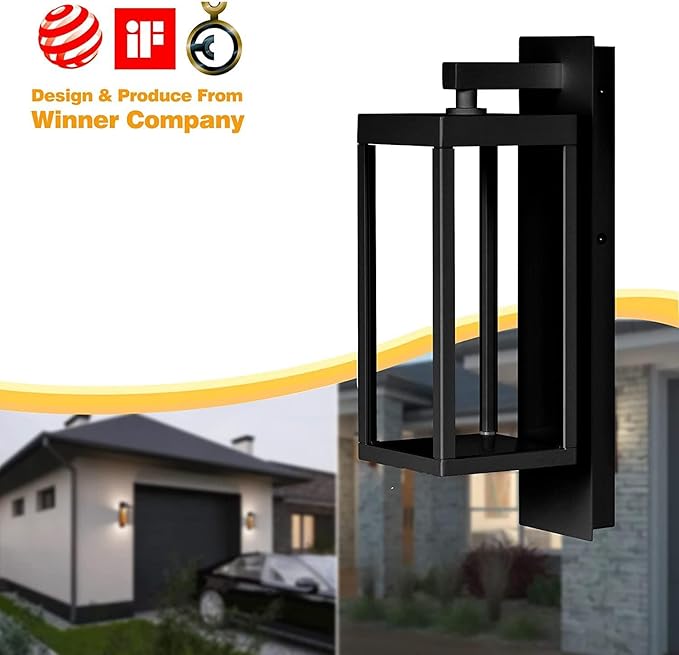 Outdoor Wall Sconce Exterior Waterproof Wall Lantern Light Fixtures Dark Porch Lights with Clear Glass Shade Waterproof Aluminum Front Door Wall Mount Lighting for Garage Garden Patio 2 Pack