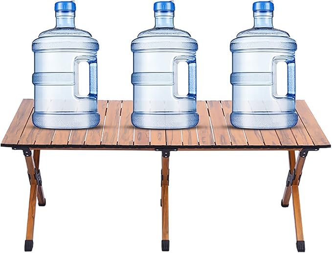 BK&ampMF Outdoor Folding Camping TableWooden Small Backpacking TablePicnic Camping Table Ultralight Side Table with Carry Bag for Cooking PicnicA61x117x45cm(24x46x18inch)