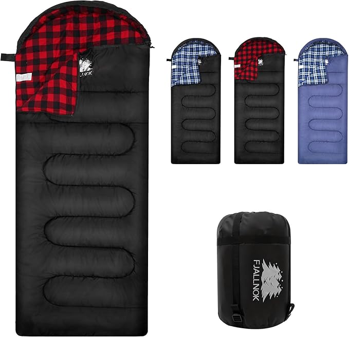 100% Cotton Flannel Sleeping Bag for Adults Big&ampTall Size Backpacking Lightweight Waterproof for Girls Boys Mens Teen for Camping Hiking Outdoor Travel with Compression Bags