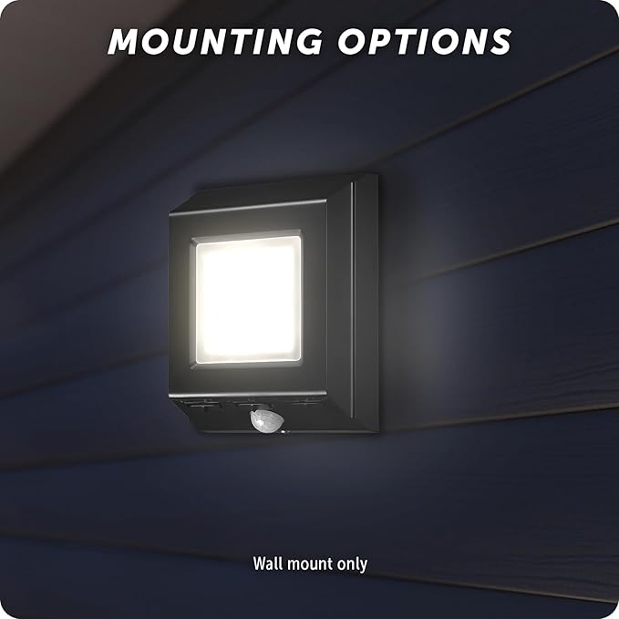 Globe Electric 110-Degree 15W Slim Black 500-1000-1500 Lumens Hardwired Motion Activated Outdoor Integrated LED Security Light Outdoor Outside House Lights