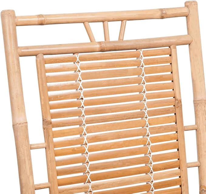 Outdoor Rocking Chair with Cushion Natural Bamboo Patio Chair for Garden &amp Living Room Waterproof &amp UV Resistant Comfortable Adult Rocker for Relaxing