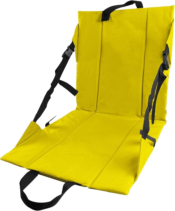 Folding Stadium Seat Cushion with Backrest Portable Bleacher Pad for Camping Fishing15.8'' x 16.5''Lightweight Chair with Backrest for Outdoor Sports and Concerts (Yellow)