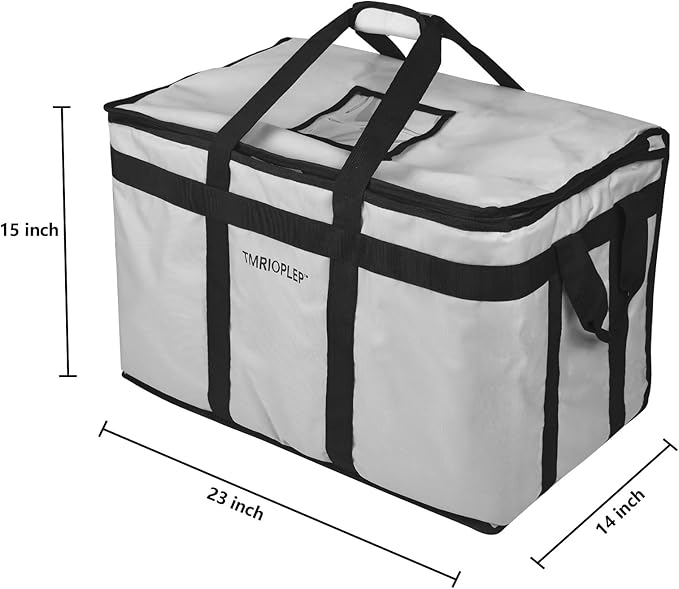 Food Distribution Insulated Bag Insulated Cold Meal Bag with Attached Bottom and Divider for Hot and Cold Food Outside (Partitioned Grye)