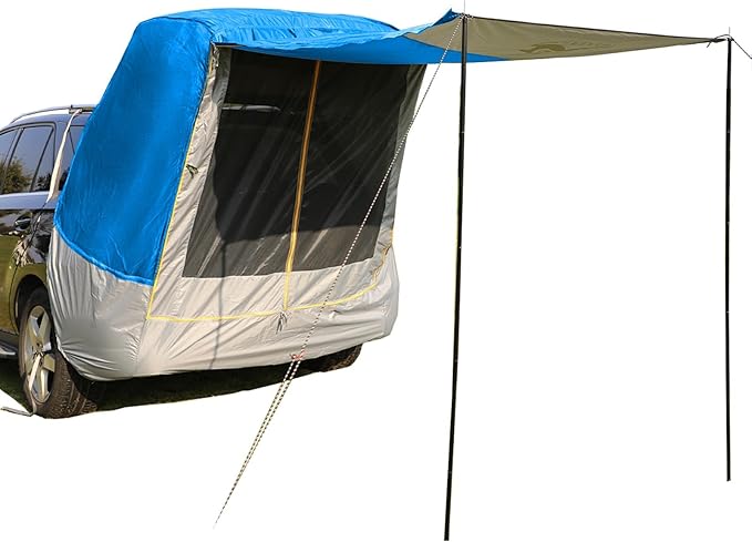 SUV Tent Car Awning UPF 50++ with Portable Waterproof Storage Bag Tear-Resistant Large Space Good Vision Smooth Ventilation Suitable for Outdoor Beach Camping Auto Canopy Shade…