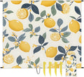 Waterproof Sandproof Beach Blanket 59''×68'' Lemon Flower Polyester Outdoor Picnic Blanket with 4 Stakes &amp Storage Bag for BeachCampingVacation Fruit