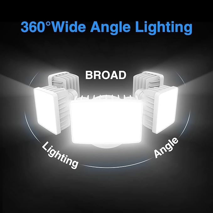 120W Outdoor LED Flood Light 5 Heads Exterior Security Lights 6500K Super Bright Floodlight Fixture Waterproof IP65 Outside Flood Lights for House Backyard White