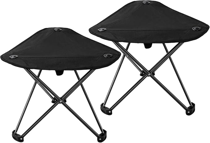 REDCAMP 2 Pack Extra Wide Camping stools Oversized Surface Tripod Stools for Adulit for Fishing Hunting Backpacking CampingBlack