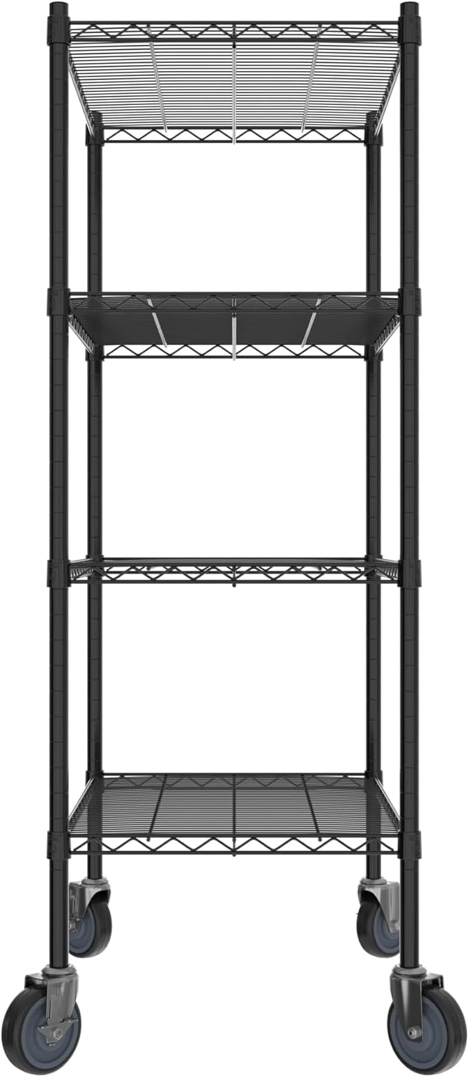 Commercial NSF Listed Black Epoxy Mobile Wire Shelving Kit 21 x 30 x 60 with 4 Shelves Perfect for Warehouse Walk-in Refrigerator Freezer Grocery Store Restaurant Dishroom