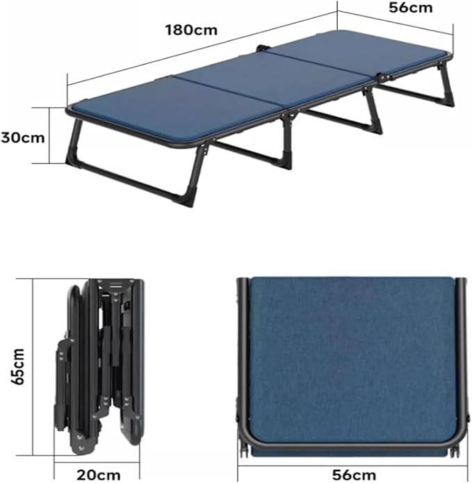 Single Camping Cot with Foam Mattress Portable Folding Bed for Sleeping 6-Position Folding Chaise Lounge Chair with Soft Pillow