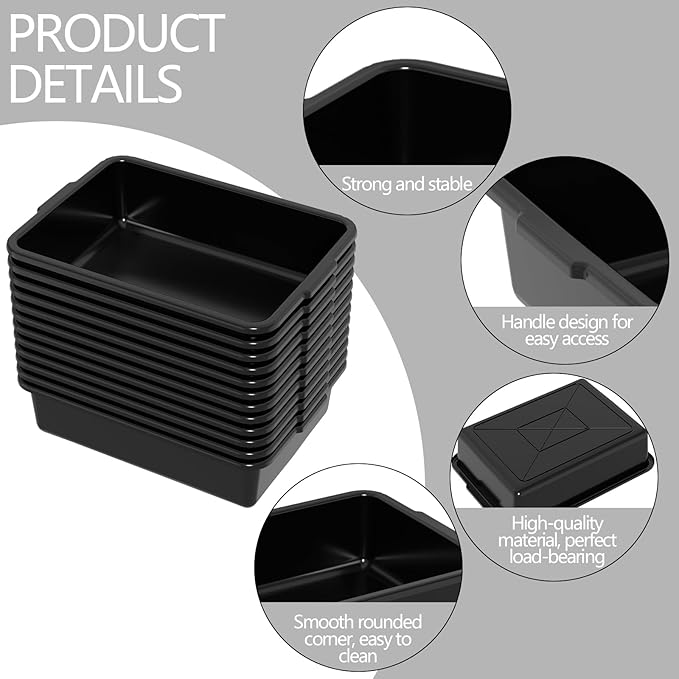 13 L Commercial Bus Box 12 Pack Food Service Plastic Bus Tubs Black