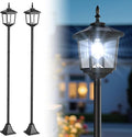 Greluna Solar Lamp Post Light Outdoor Cool White IP45 Waterproof Solar Post Lights Outdoor Pole Lights Decorative Lamp for Yard Garden Patio Lawn Pathway Driveway Front/Back Door 2 Pack