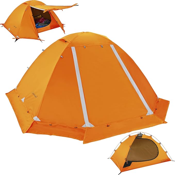Clostnature Lightweight Backpacking Tent - 1/2 Person 4 Season Ultralight Waterproof Camping Tent Large Size Easy Setup Tent for Winter Cold Weather Family Outdoor Hiking and Mountaineering