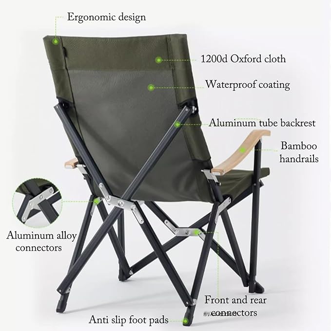 Home Leisure Chair Outdoor Picnic Portable Folding Lounge Chair Beach Fishing Camping Folding Chair Spacious and Comfortable Lightweight